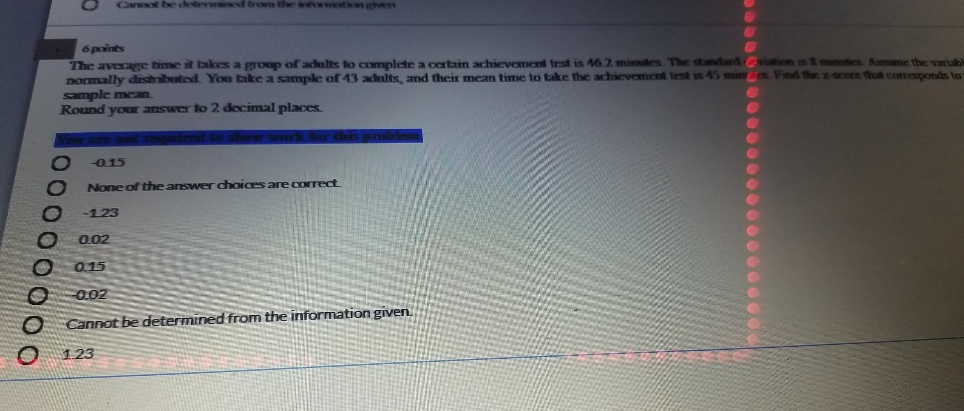 Solved 6 points The average time it takes a group of acalls | Chegg.com