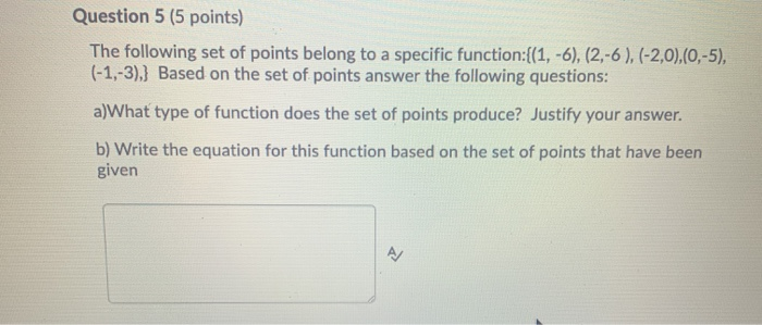 Solved Question 5 (5 points) The following set of points | Chegg.com
