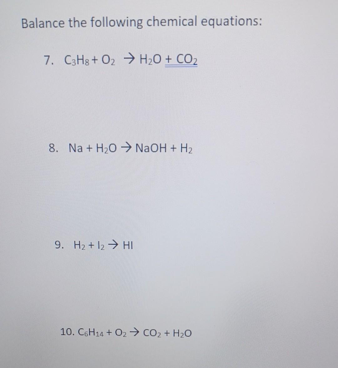 Solved Balance The Following Chemical Equations: 7. | Chegg.com