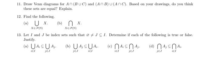 Solved 11. Draw Venn diagrams for An (BUC) and (An B) U | Chegg.com