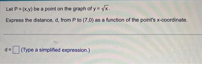 Solved Let P X Y Be A Point On The Graph Of Y X2−6