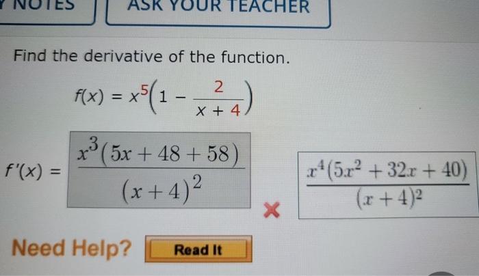 Solved Find the derivative of the function. | Chegg.com
