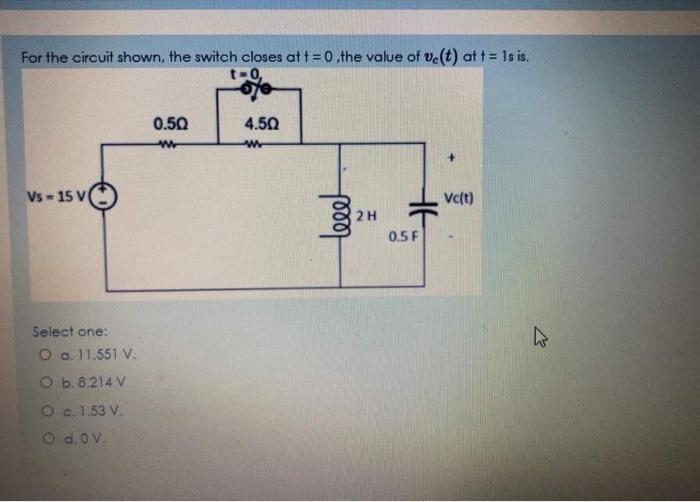 Solved For the circuit shown, the switch opens at t = 0.the | Chegg.com