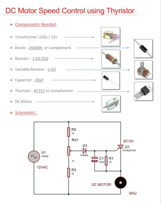 Solved DC Motor Speed Control using Thyristor • Components | Chegg.com