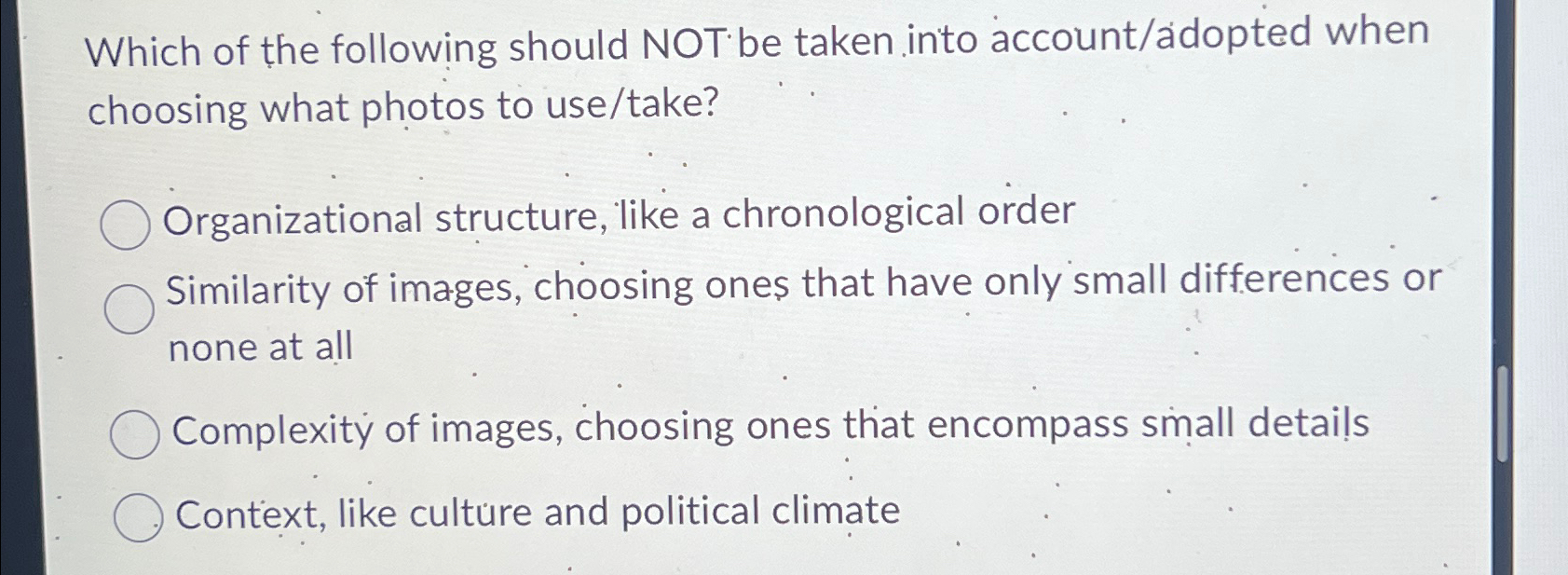 Solved Which of the following should NOT be taken into | Chegg.com