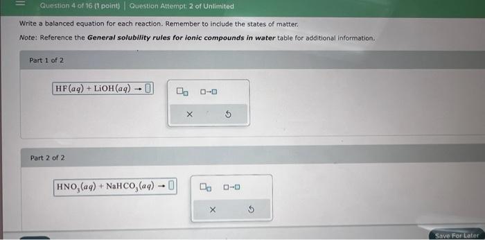 Solved Write a balanced equation for each reaction. Remember | Chegg.com