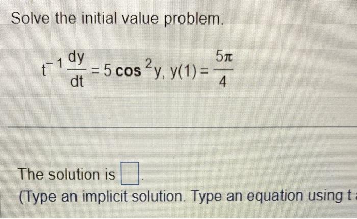 Solved Solve the initial value problem. | Chegg.com