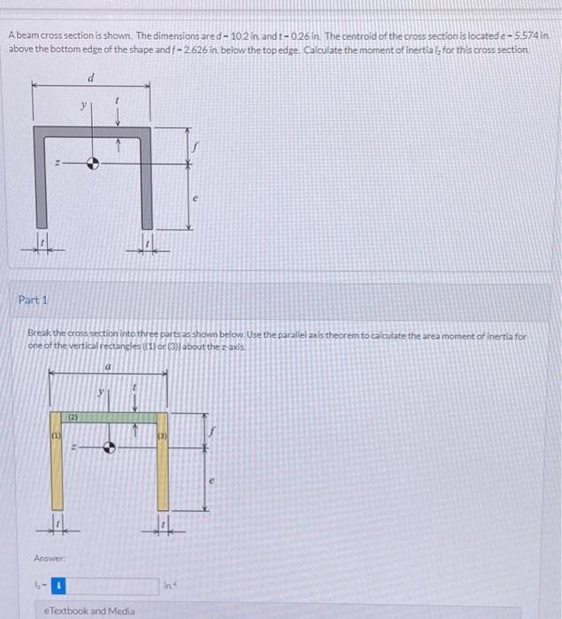 Solved A beam cross section is shown. The dimensions are | Chegg.com