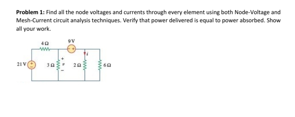 Solved Problem 1: Find all the node voltages and currents | Chegg.com