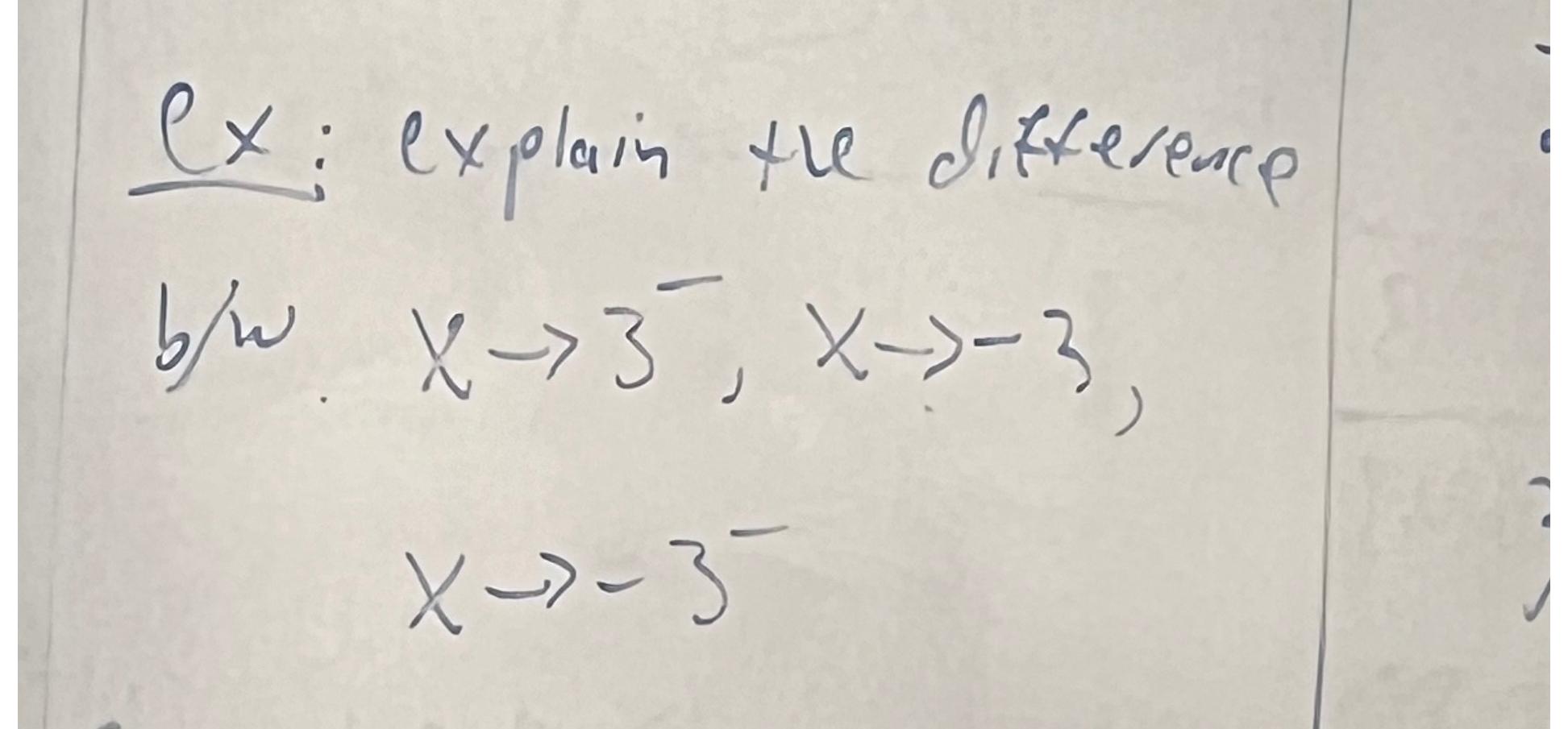 Solved Ex: explain the difference b/w x→3-,x→-3,x→-3- | Chegg.com