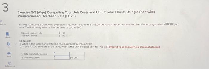 Solved Exercise 2-3 (Algo) Computing Total Job Costs And | Chegg.com