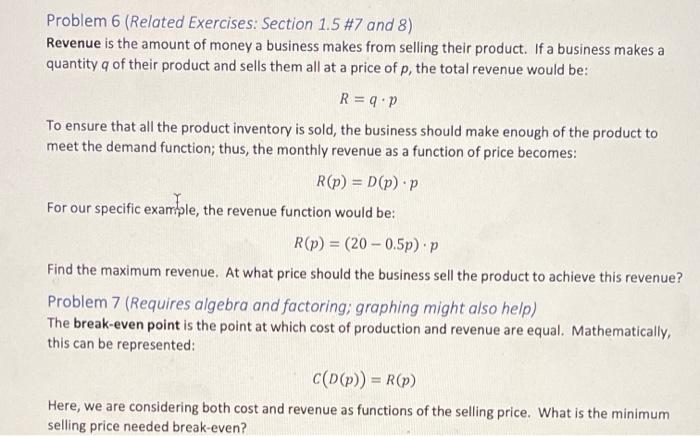 Solved Problems 5 Through 7: Cost And Revenue In | Chegg.com