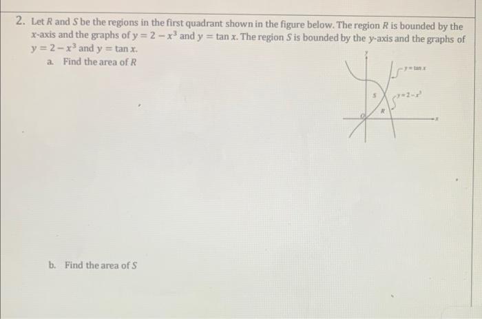 Solved 2. Let R and S be the regions in the first quadrant | Chegg.com