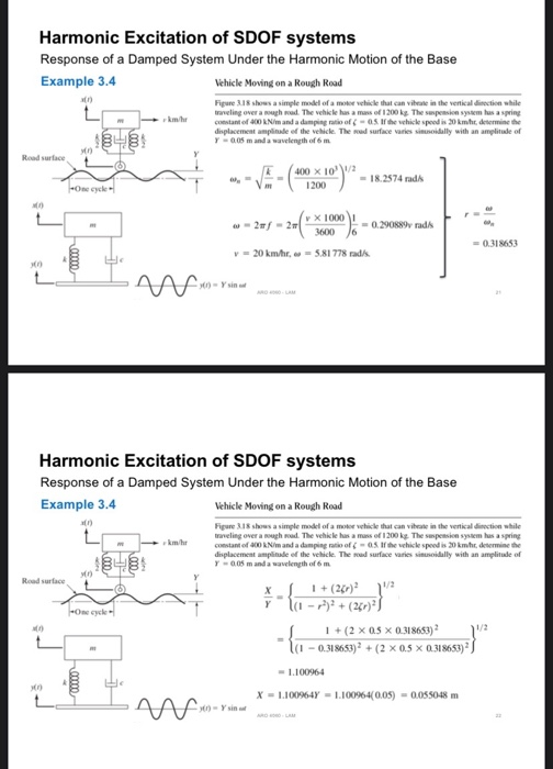 Harmonic Excitation of SDOF systems Response of a | Chegg.com