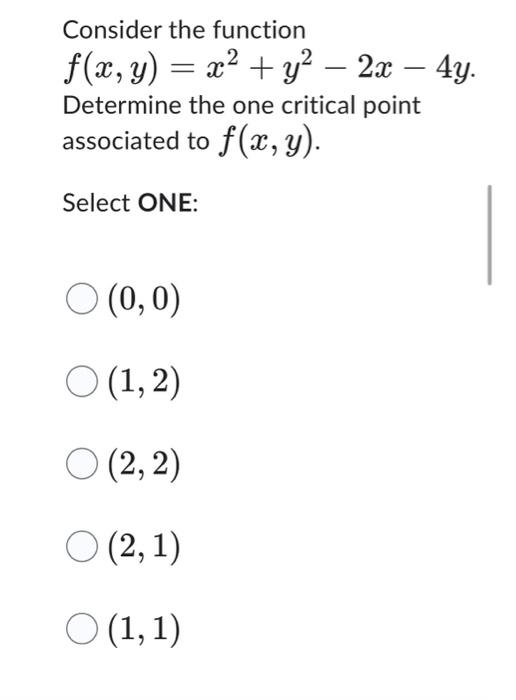 Solved Consider The Function F X Y X2 Y2−2x−4y Determine