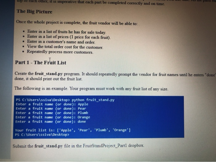 Solved Fruit Stand Project This project aims to build one | Chegg.com