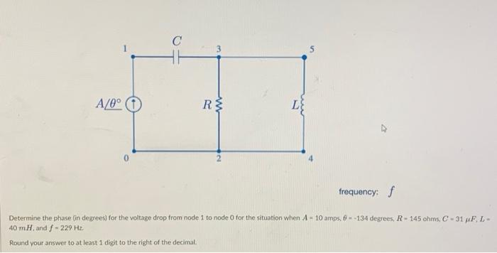 Solved frequency: f Determine the phase (in degrees) for the | Chegg.com