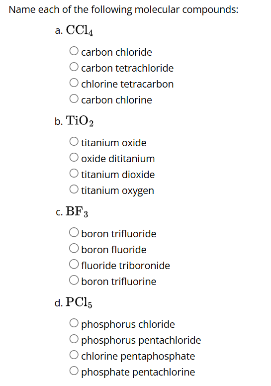 Solved Name each of the following molecular | Chegg.com