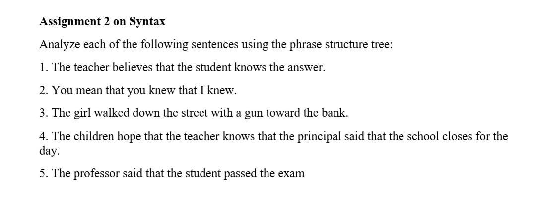 Solved Assignment 2 On Syntax Analyze Each Of The Following | Chegg.com