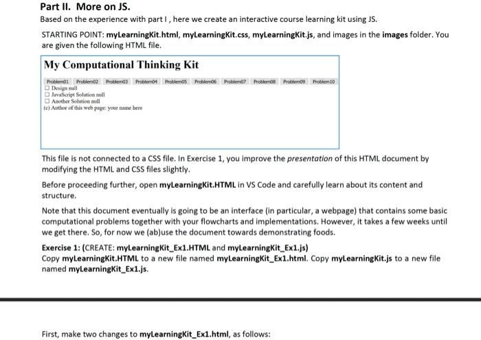 Solved Part II. More on JS. Based on the experience with | Chegg.com