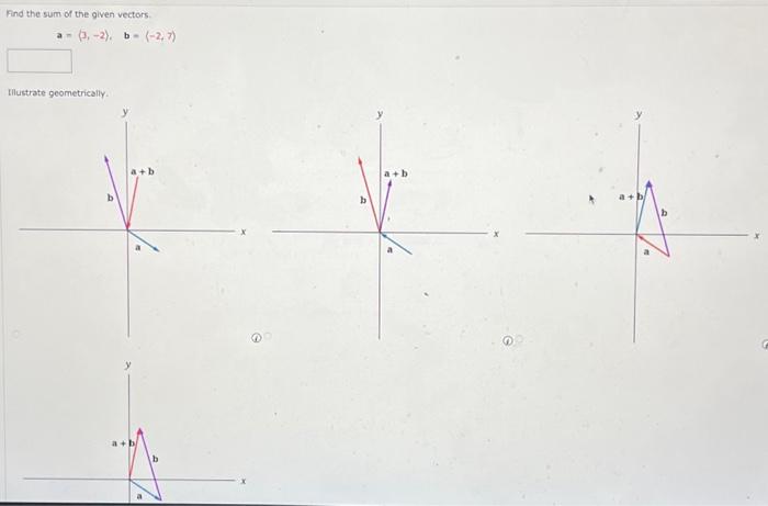 Solved Find The Sum Of The Given Vectors. A = (3,-2), B = | Chegg.com