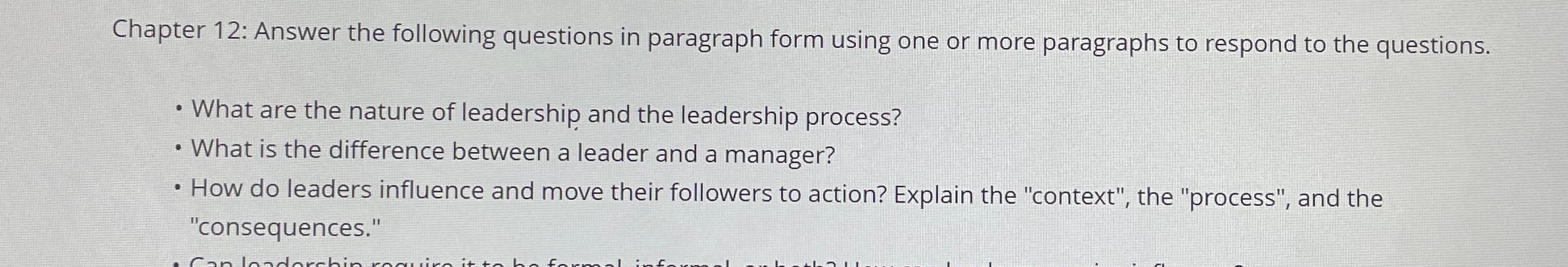 Solved Chapter 12: Answer the following questions in | Chegg.com