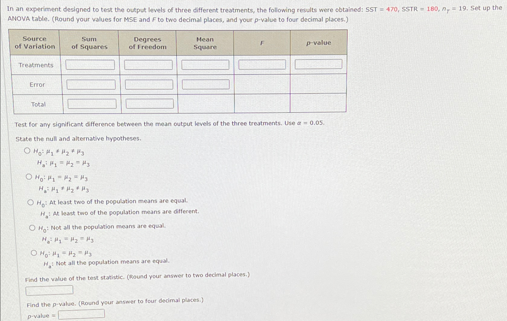 Solved In an experiment designed to test the output levels | Chegg.com