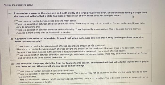 Solved Answer the questions below. (a) A researcher measured | Chegg.com