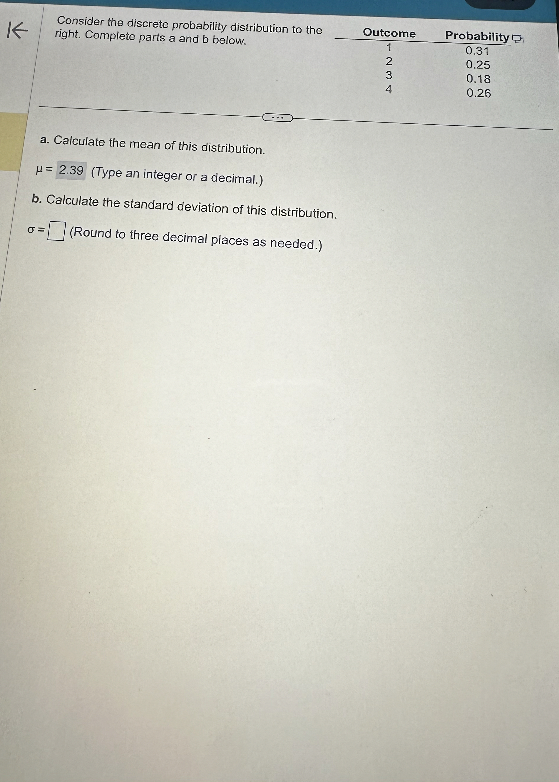 Solved Consider the discrete probability distribution to | Chegg.com