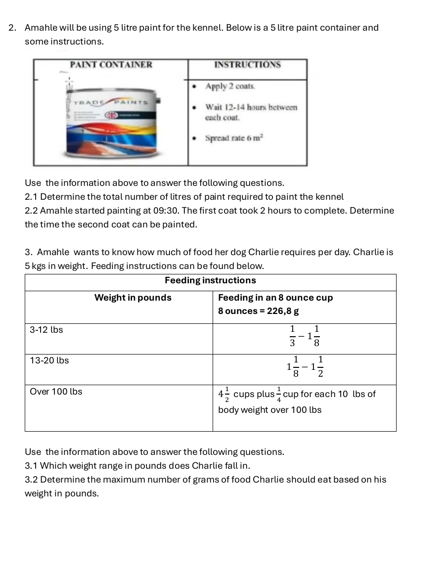 Amahle will be using 5 ﻿litre paint for the kennel.
