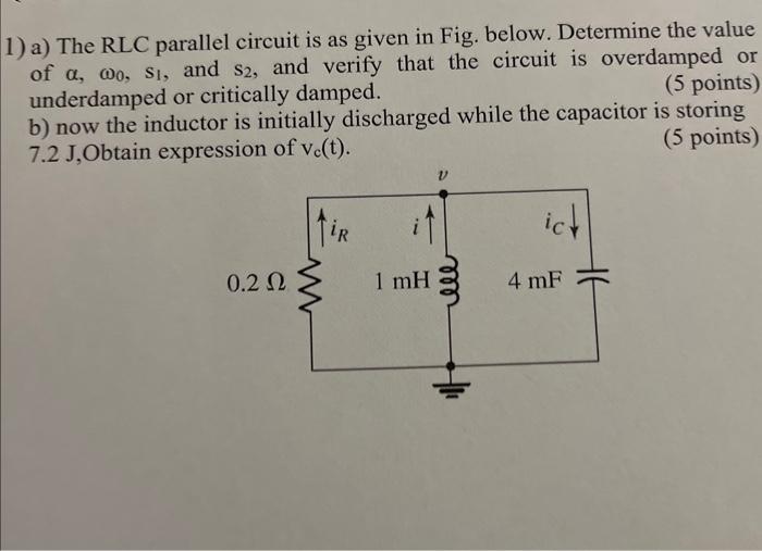 Solved 1) A) The RLC Parallel Circuit Is As Given In Fig. | Chegg.com