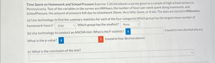 time spent on homework and school pressure chegg