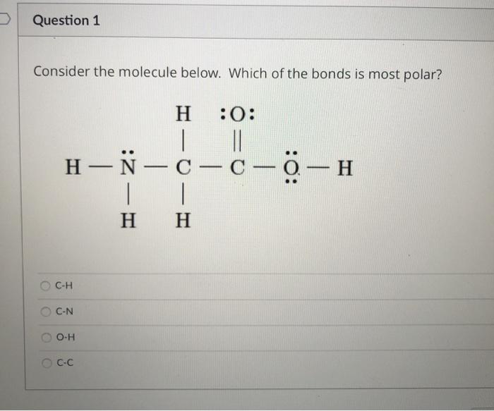 Solved Question 1 Consider The Molecule Below Which Of T Chegg Com