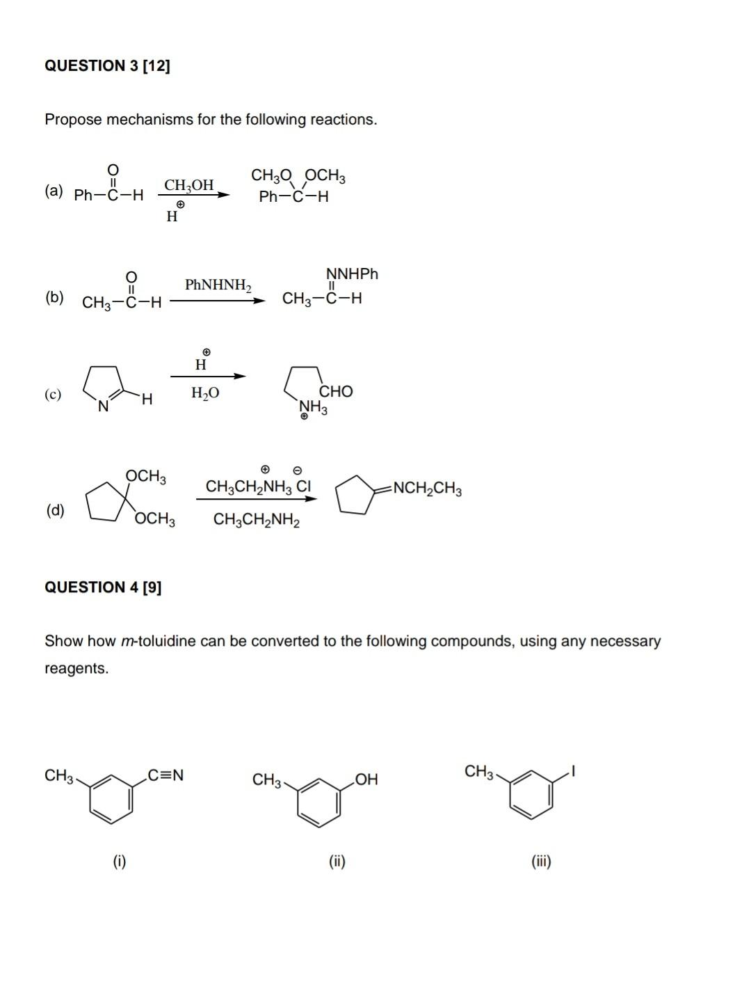 Solved QUESTION 3 [12] Propose mechanisms for the following | Chegg.com