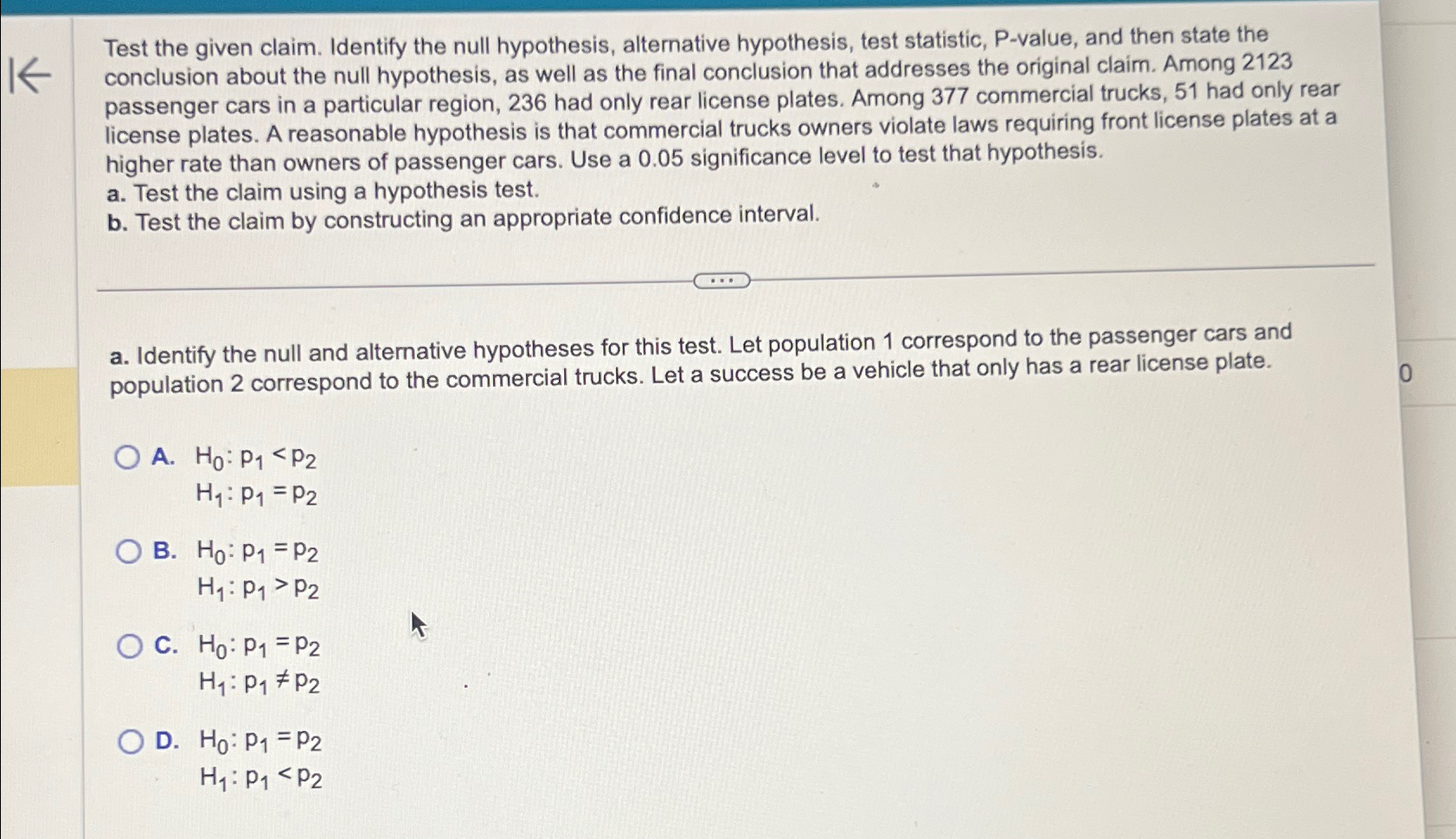 Solved Test the given claim. Identify the null hypothesis, | Chegg.com
