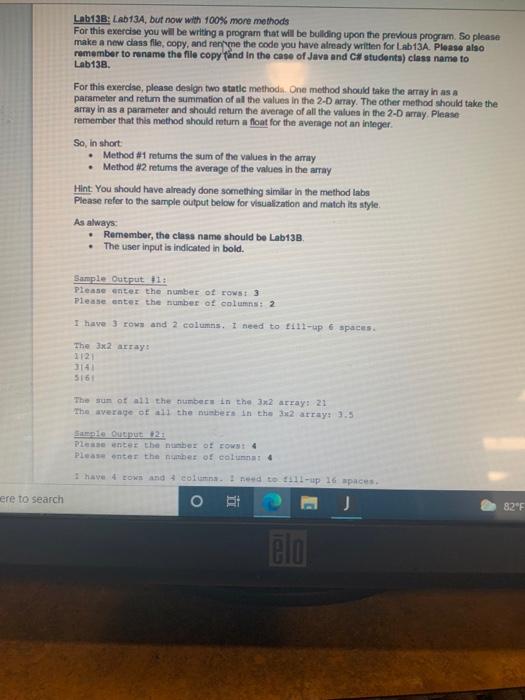 Solved Lab13B: LAD13A, but now with 100% more methods For | Chegg.com