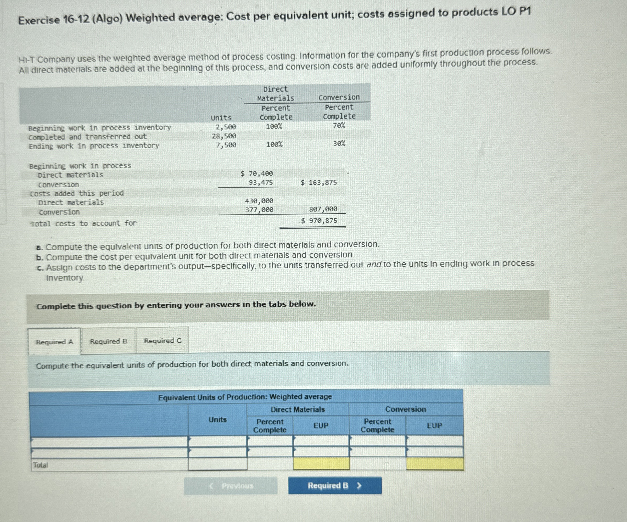Solved Ch 16 ﻿Process Costing0. ﻿Compute the equivalent | Chegg.com