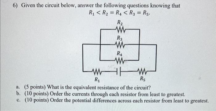 Solved 6) Given The Circuit Below, Answer The Following | Chegg.com