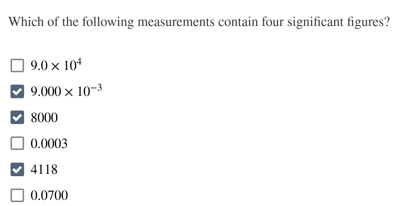 Solved Which of the following measurements contain four | Chegg.com