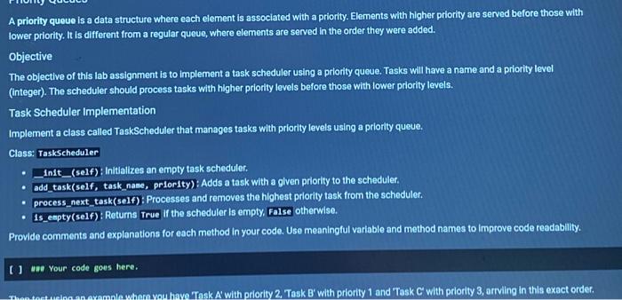 Solved A priority queue is a data structure where each | Chegg.com