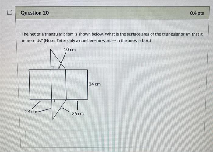 Solved The net of a triangular prism is shown below. What is