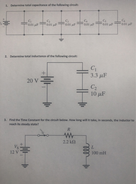 Total Capacitance Sample Problems Solved 1. Determine total capacitance of the following | Chegg.com
