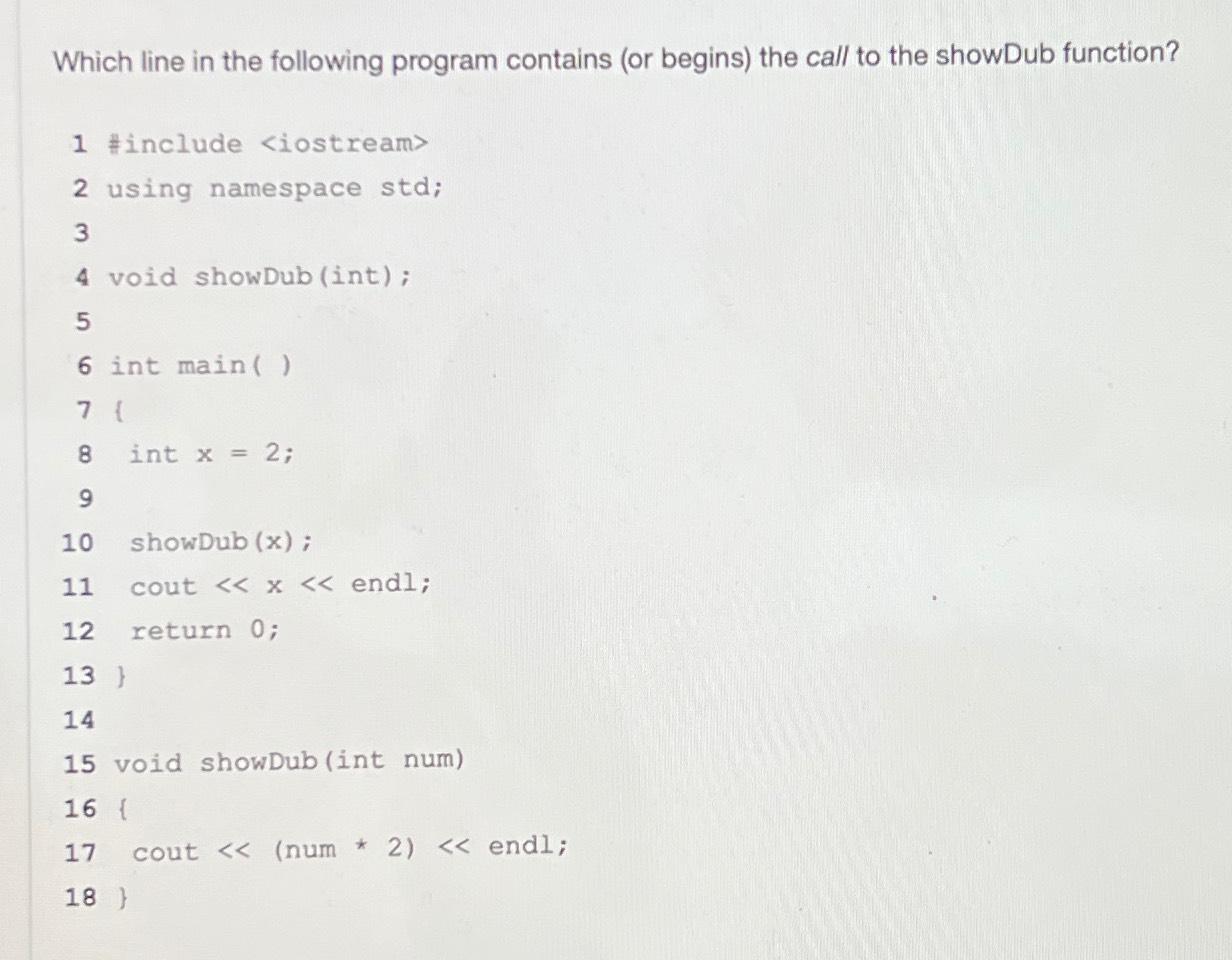 Solved Which line in the following program contains (or | Chegg.com