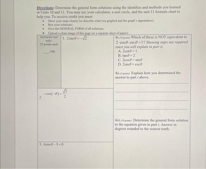 Solved Directions: Determine the general form solutions | Chegg.com