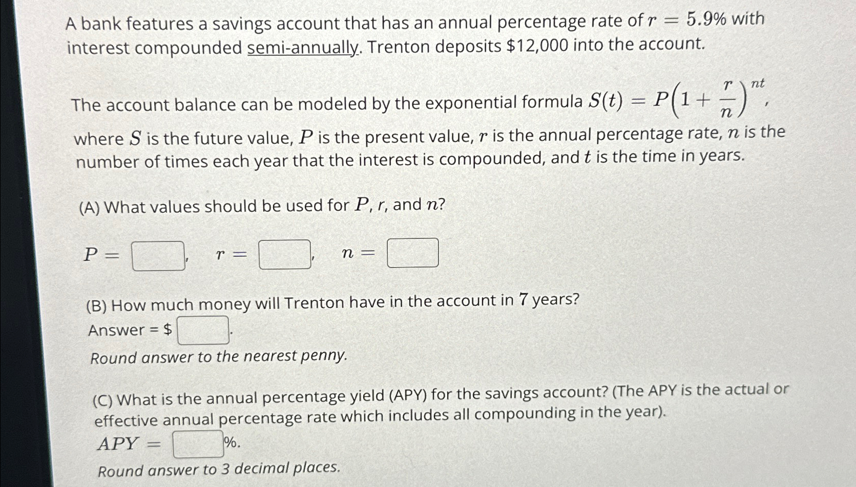 Solved A Bank Features A Savings Account That Has An Annual | Chegg.com