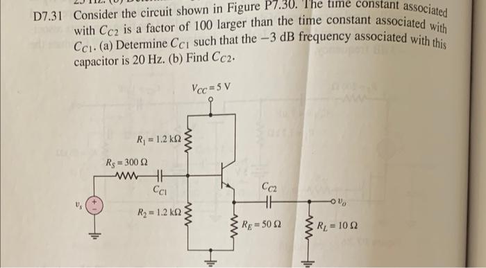Solved 7.31 Consider the circuit shown in Figure P7.30. The | Chegg.com