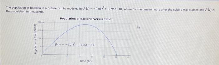 Solved The population of bacteria in a culture can be | Chegg.com