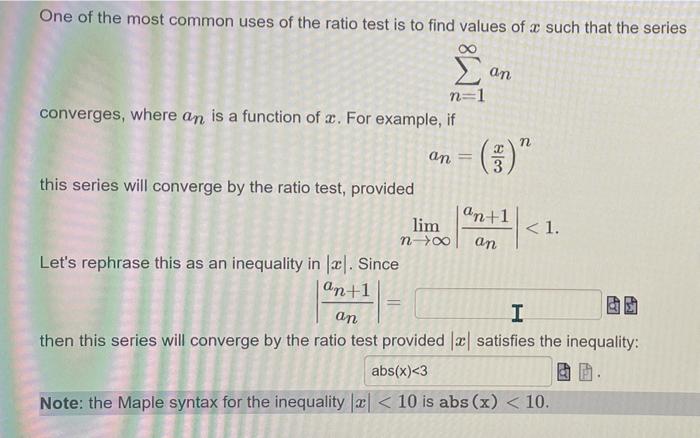 Solved One of the most common uses of the ratio test is to | Chegg.com