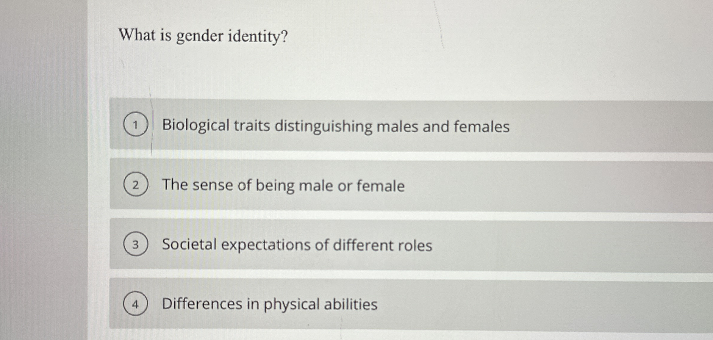 Solved What is gender identity?Biological traits