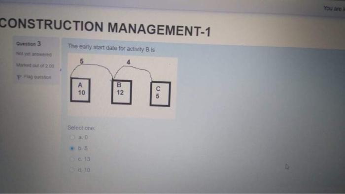 Solved You are CONSTRUCTION MANAGEMENT-1 Question 3 The | Chegg.com